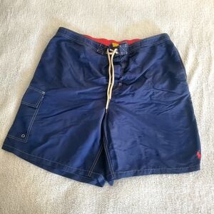 Polo Ralph Lauren, Men's 2XB, Shorts Swimsuit, Swim Trunks Navy Blue Lined Cargo